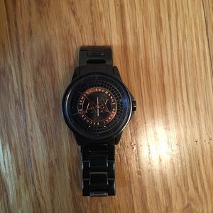 Black and Rose Dial Black Ion-plated Ladies Watch.